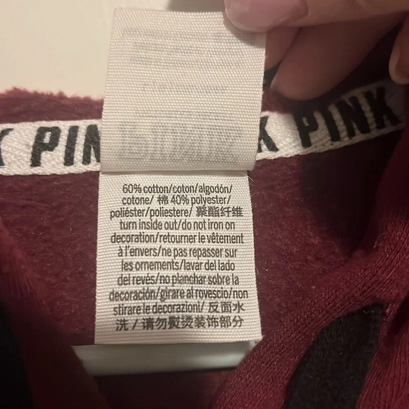Pink Maroon Colorblock Zip up Jacket size Large Victoria’s Secret soft & comfy - Picture 6 of 6